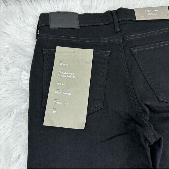 Everlane Women's NWT Black The Mid-Rise Skinny Stretch Luxury Jean W29-30/L28 - Picture 6 of 12